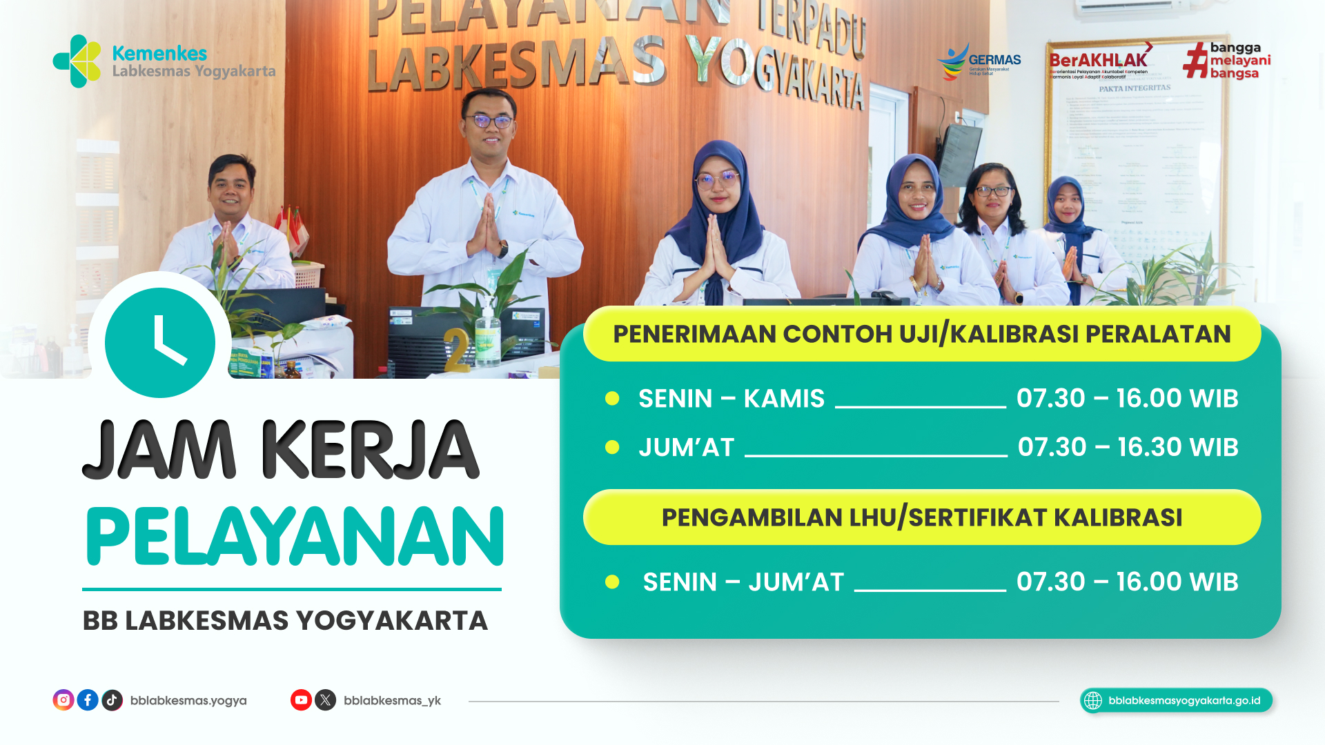Jam Kerja Pelayanan BB Labkesmas Yogyakarta